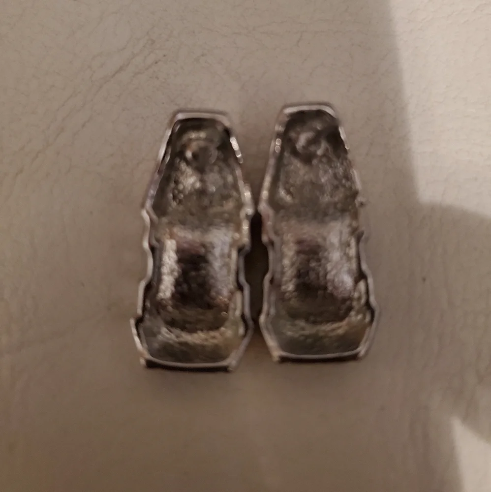 Vintage Black Onyx Silver Plated Earrings - Picture 3 of 3